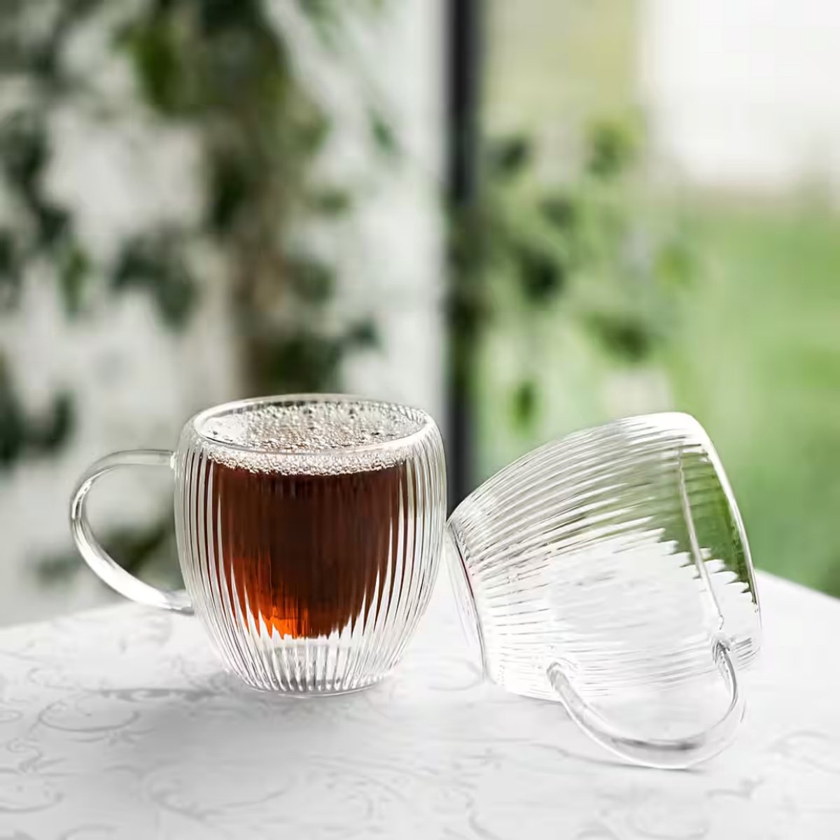 Theeglazen - 240 ml - 2stuks - Dubbelwandige glazen - Koffieglazen - Theeglas met oor - Theeglas - Cappuccino glazen