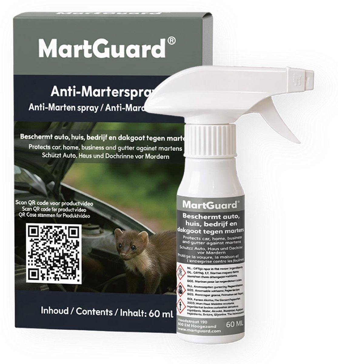 MartGuard® Anti Marterspray – Bescherm Kabels Tegen Beschadiging - Marterspray auto - 60 ml - Sterk Geconcentreerd - Voor Auto, Huis & Schuur