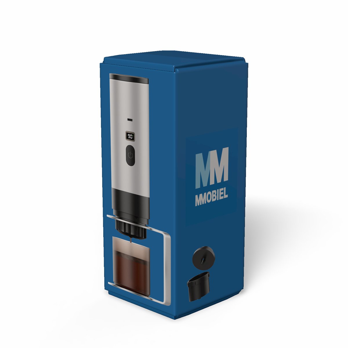 Draagbare Koffiezetapparaat van MMOBIEL – Elektrische Espressomachine met Anti-Slip Basis, Zelfverwarmend & USB-C – Geschikt voor Gemalen Koffie & Capsules voor (Zilver Standaard