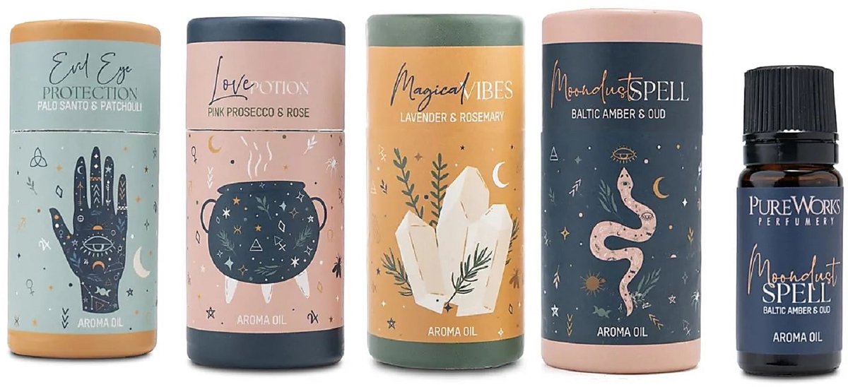 Song of india - celestial magic - geurolie - set van 4 - evil eye protection - love potion - magical vibes - moondust spell