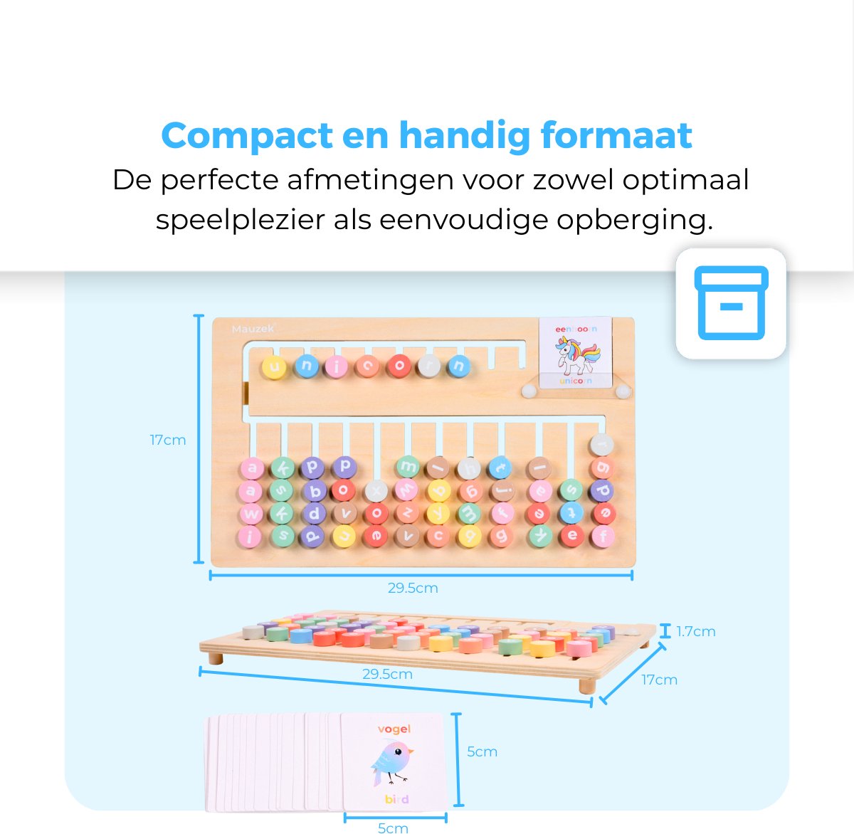 Mauzek® Spellingbord - Montessori speelgoed - Leren lezen - Houten speelgoed - Letters leren - Alfabet leren - Spellen - Educatief speelgoed - Sensorisch - Peuter speelgoed - Kleuter - Jongens - Meisjes - 3 jaar - 4 jaar - 5 jaar - 6 jaar - 7 jaar — afbeelding 6