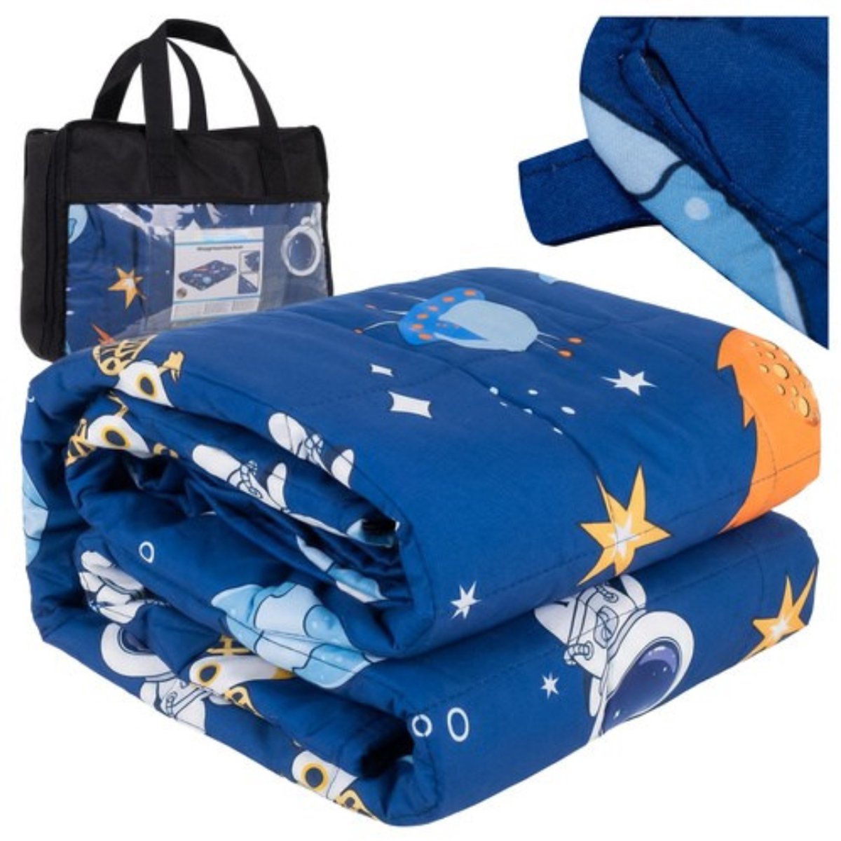 MOZY® - Verzwaringsdeken voor Kinderen - 100 x 150 cm - 4 kg - Blauw - Ruimte - 7 Laags - Kalmerend Effect - Dekbed - Deken - Gewichtsdeken