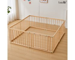 Lucellia® Grondbox Baby – Inklapbare Speelbox & Kruipbox Hout – Playpen Babypark met Deurtje - Volledig Voorgemonteerd Kinderbox 172x172x70 cm