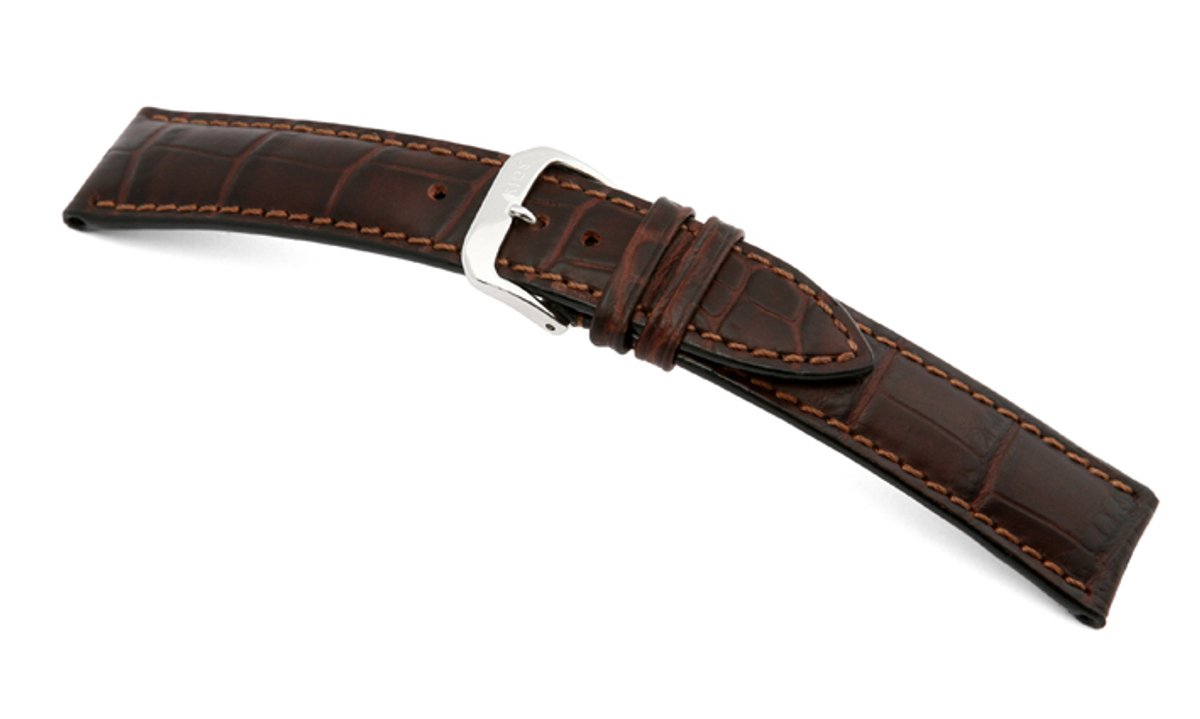 Lederband Jackson 16mm mokka met Alligatorprint