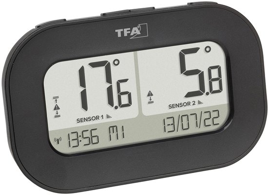 TFA Dostmann DOUBLE-CHECK 30.3073.01 Draadloze thermometer digitaal Zwart