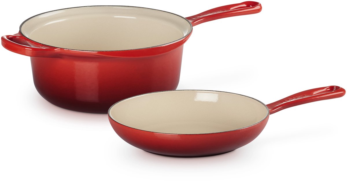 Le Creuset 2-in-1 Steelpan rond Kersenrood 22cm 2,3l