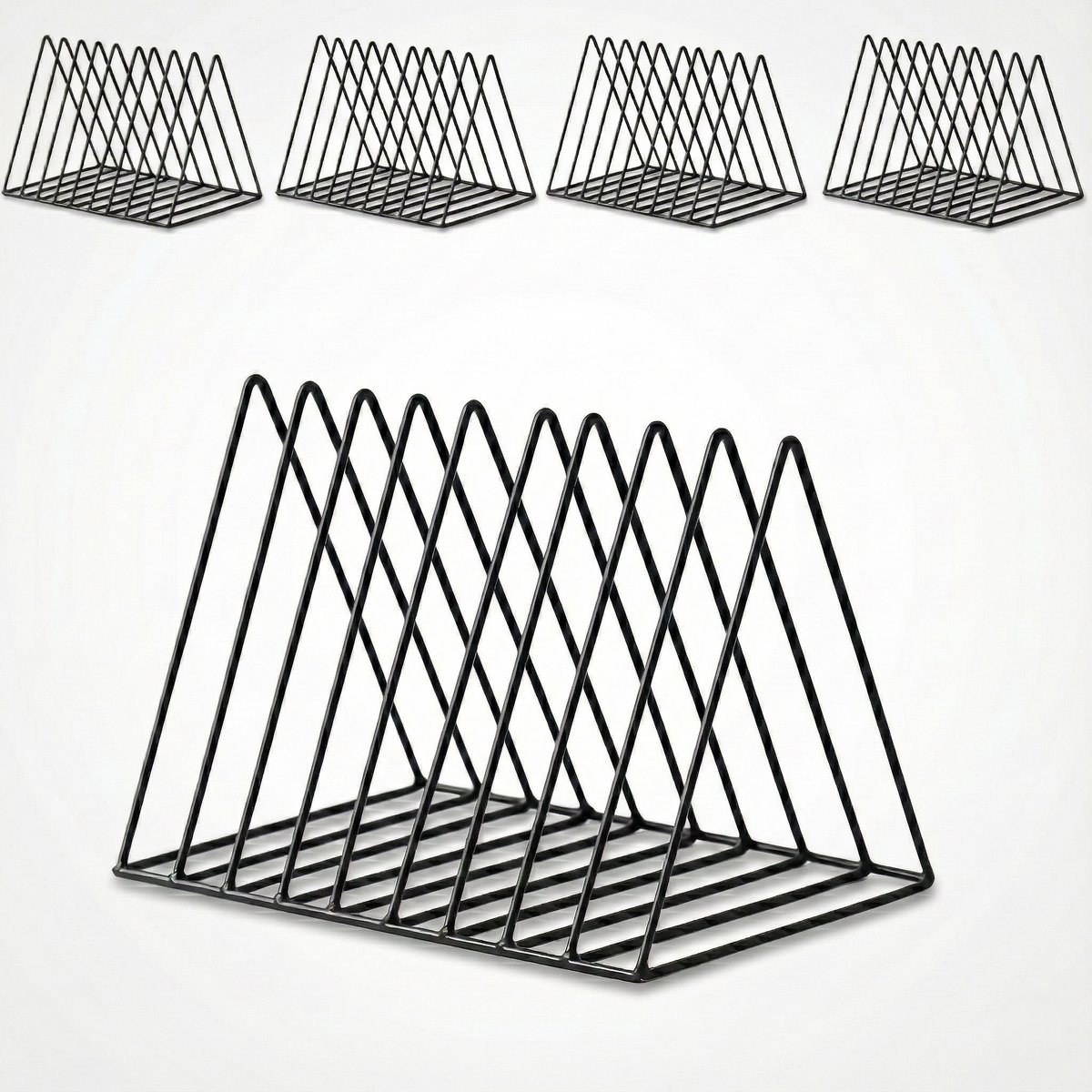 Vin Up® XL Vinyl Organizer Set (5 Stuks) – Zwart Metalen LP Rek – Complete 'Record Store' Opstelling – Voor 200+ Platen