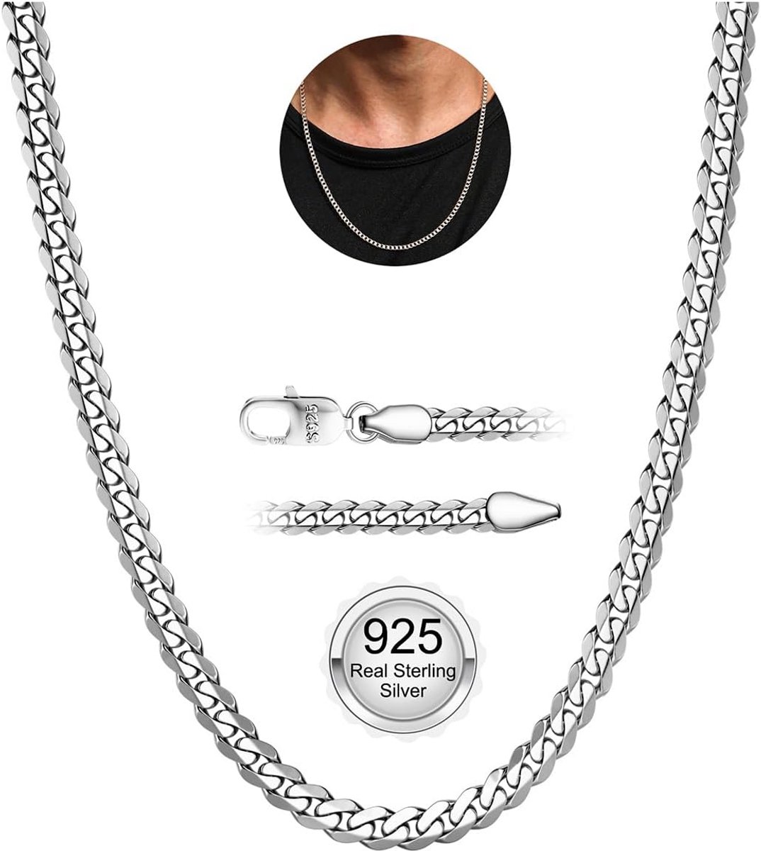 Zilveren ketting voor heren - 925 zilver, robuuste en hypoallergene halsketting, sieraad voor mannen