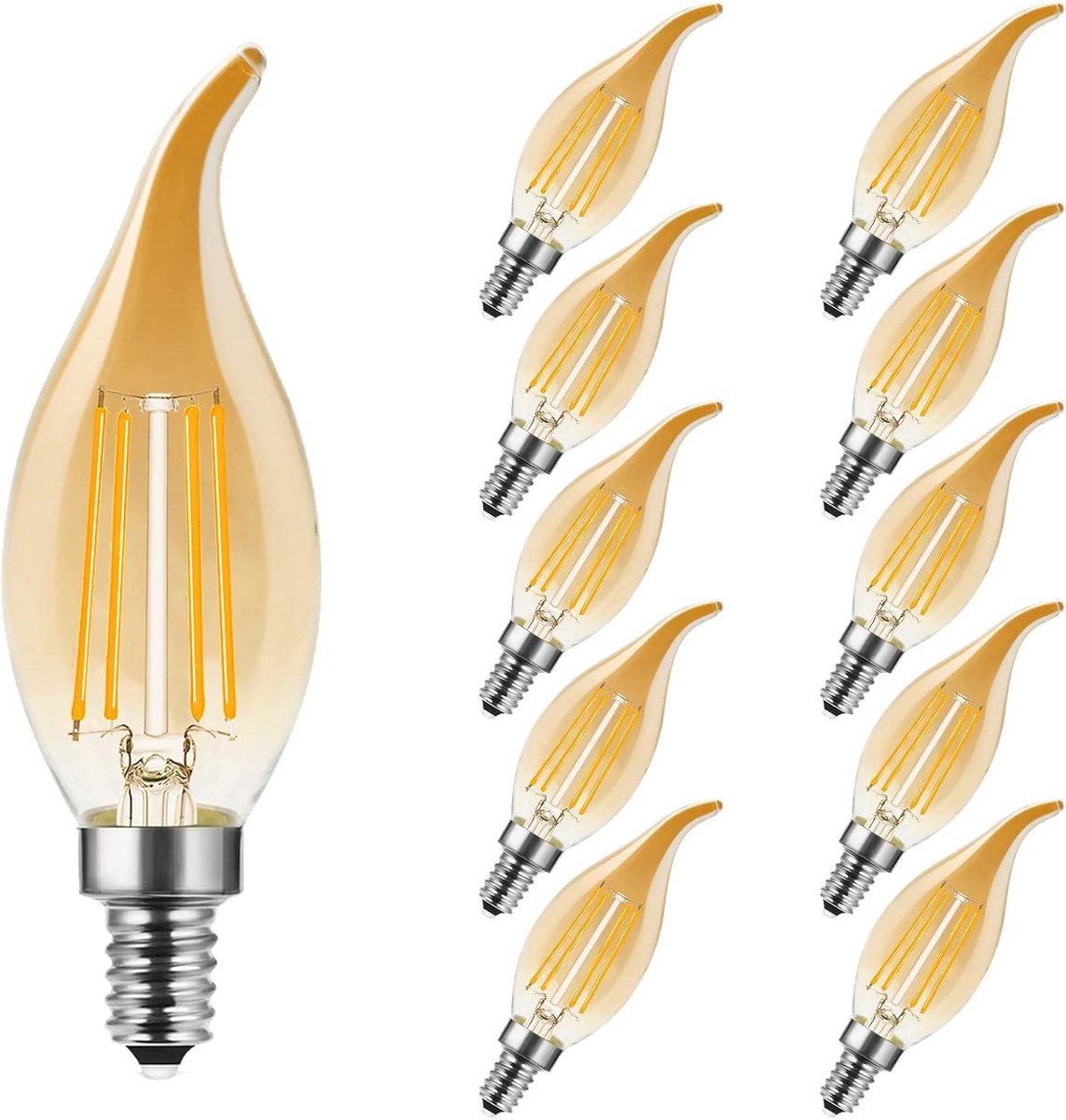 LED Kaarslamp E14 4W - Warm Wit 2700K - Alternatief voor 35W Gloeilampen - Set van 10