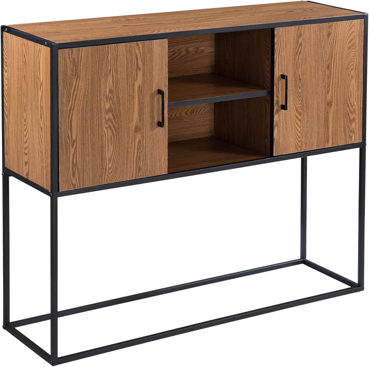 Dressoir 90x108,5x30 cm in houtkleur en zwart