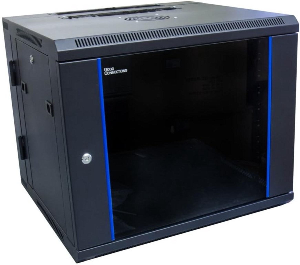 19 inch wandbehuizing 9U met ventilator en afsluitbare deur
