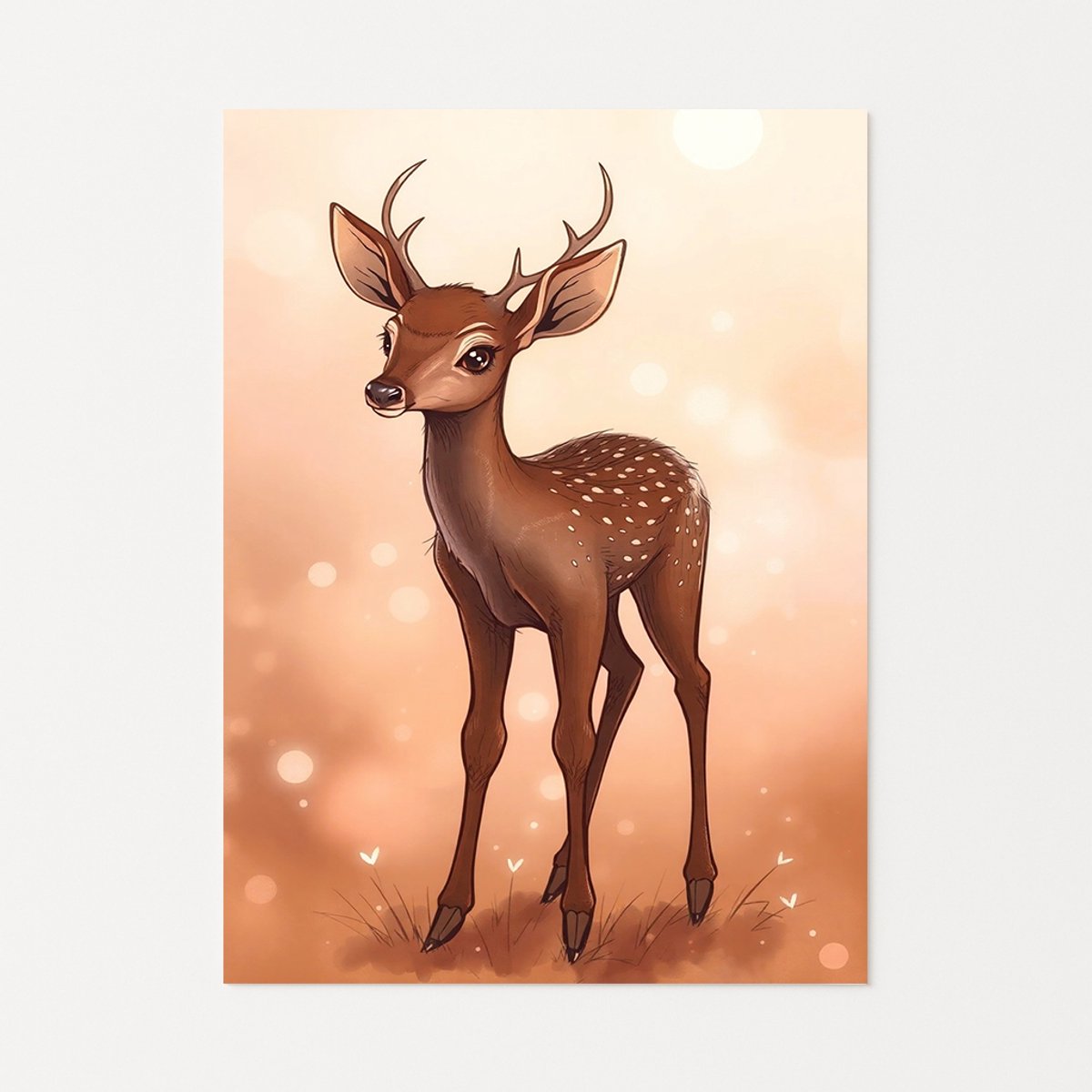 Jong hertje in bokeh - Wanddecoratie - Muurdecoratie - Poster - 100x150 cm