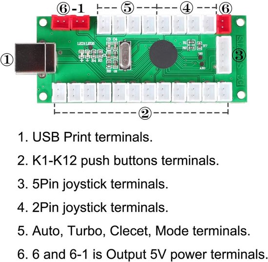 Zero Delay Arcade USB Encoder voor Joystick - Geschikt voor Windows, Linux, MAME en Raspberry Pi — afbeelding 4