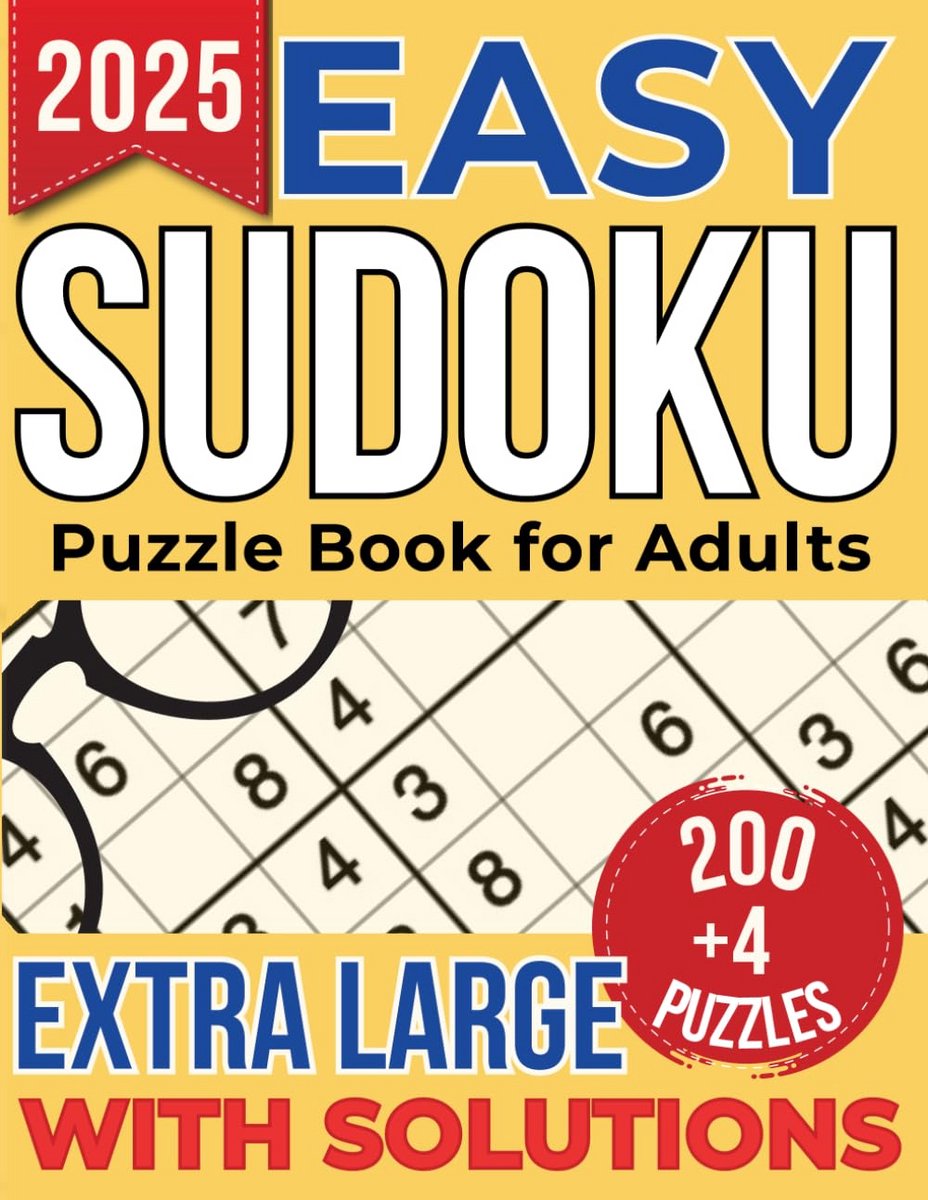 Grote Print Sudoku Puzzelboek met Oplossingen - 200 Gemakkelijke Puzzels voor Jongeren, Volwassenen en Senioren