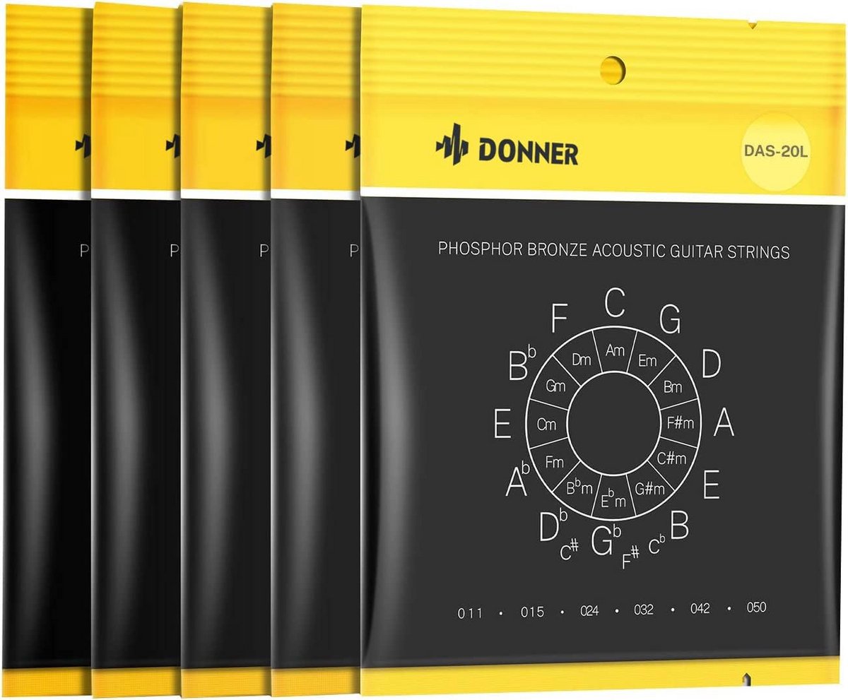 Akoestische Gitaar Snaren - Fosfor Brons Gecoat - 5 Sets van 6 Hex Staal Strings 11-50