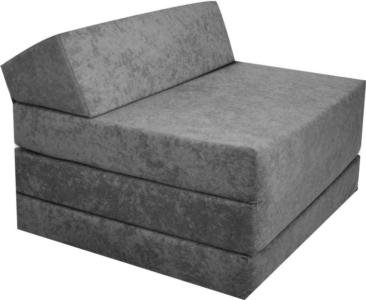 Slaapstoel met uitvouwbaar matras voor logees en kamperen - Grijs - 200 x 70 x 10 cm