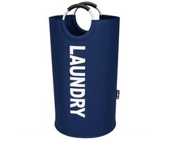 BOTC Wasmand - Waszak - Laundry basket - Wassorteerder - 38x63 cm - waszak vouwbaar - draagbaar wasbox - Donkerblauw