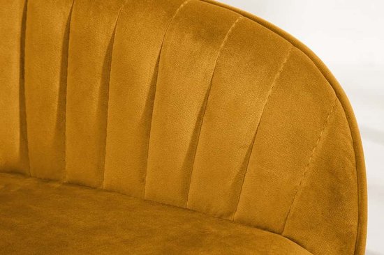 Fauteuil élégant TURIN en velours jaune moutarde avec surpiqûres décoratives - 39528