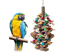 Houten Speeltje voor Grote Vogels en Parkieten - Kleurrijk Klimspeelgoed voor in de Vogelkooi