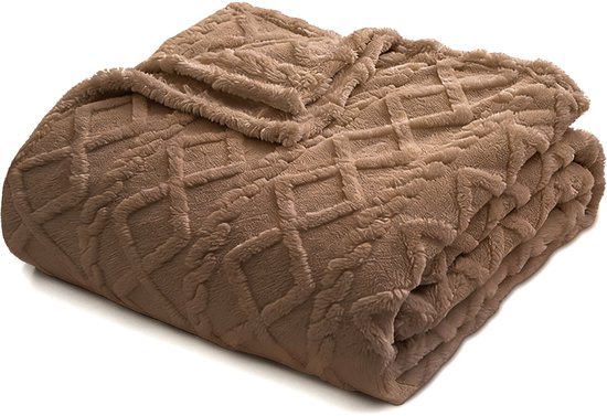 Effen huidvriendelijke deken - Zachte, comfortabele en warme deken voor op de bank - Warme en comfortabele wollen deken - Dubbelzijdige, verdikte jacquard fleece deken - Deken met ruitpatroon - Geschikt voor banken, bedden en stoelen(70x100 cm)
