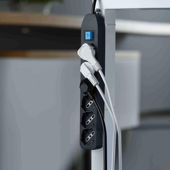 deleyCON 6 Compartimenten Stekkerdoos Individueel Schakelbaar 1,4m Kabel (6x Aan/Uit Schakelaar en 1x Hoofdschakelaar) Stroom Contactdoos Stopcontact met Meerdere Stopcontacten - Wit