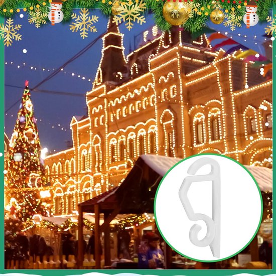 TILONKJ 60 stuks metalen goothaken, metalen goothaken voor verlichting, goothaken voor buitenverlichting, gootclips voor kerstverlichting, gegalvaniseerde clips voor hangende buitenverlichting voor