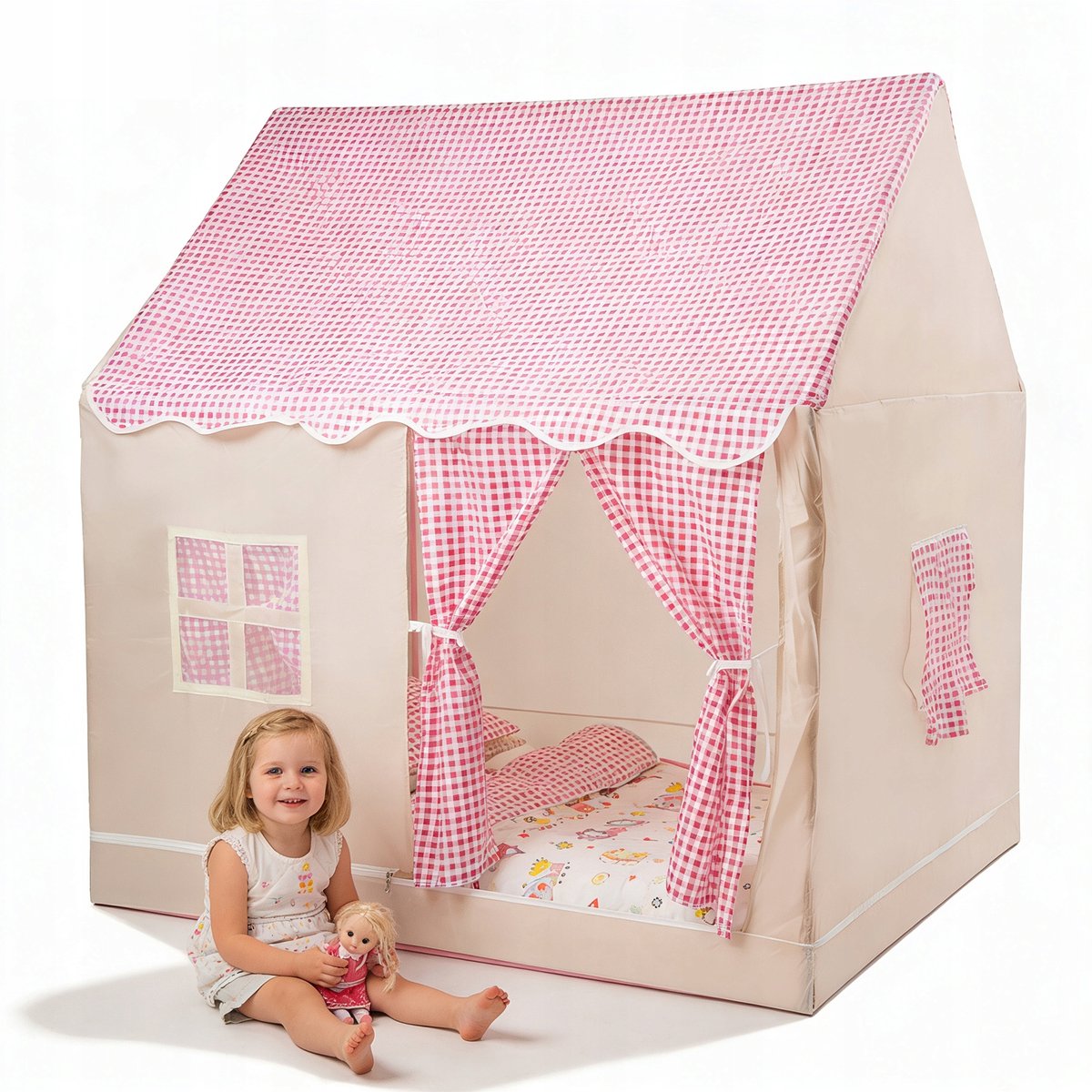 Kinderen Tent - speeltent - Prinsessen Tent - Groot 120cm - Voor 2-3 Kinderen - Veilig & Zacht - Opvouwbaar & Draagbaar - Voor Binnen