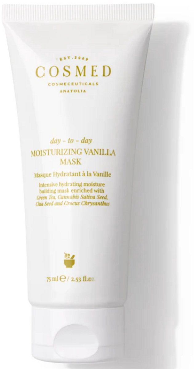 Cosmed Hydraterend Vanille Masker – Intens Voedend Gezichtsmasker met Shea Butter, Groene Thee & Chia Olie – Voor Droge & Gevoelige Huid – Vegan – 75 ml
