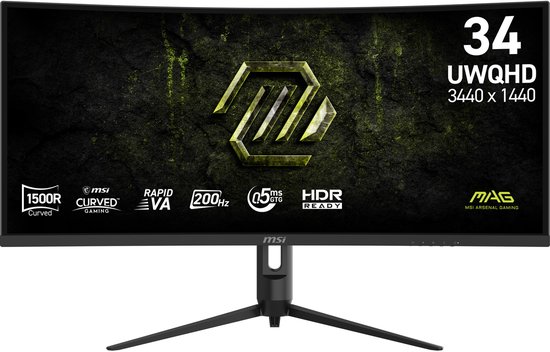 34 inch MSI MAG 342CQRF E20 Ultrawide Curved Gaming Monitor 3440×1440 UWQHD 200Hz 0.5ms VA-paneel