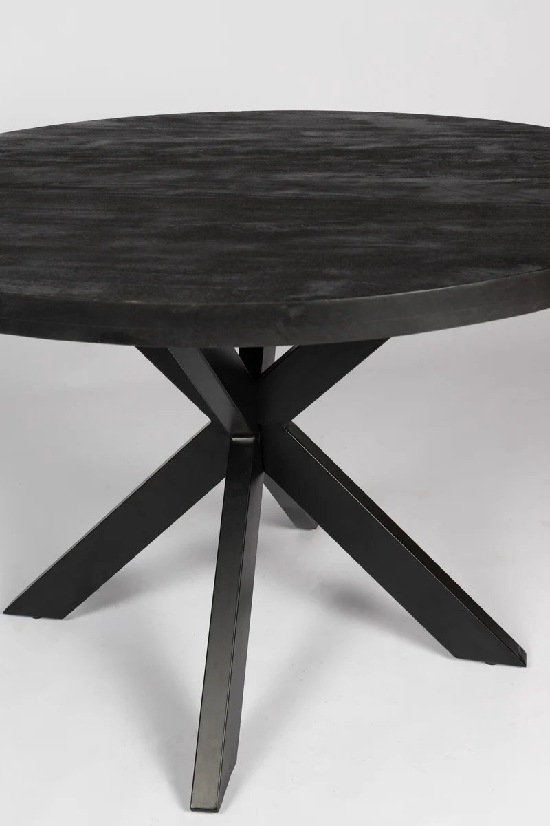 Ronde eettafel - 150 cm - Zwart - Mangohout - dutch