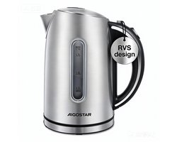 Aigostar Waterkoker RVS - 1,7 liter inhoud - 2200W - Kalkfilter - Waterniveau indicator - King 30CEA