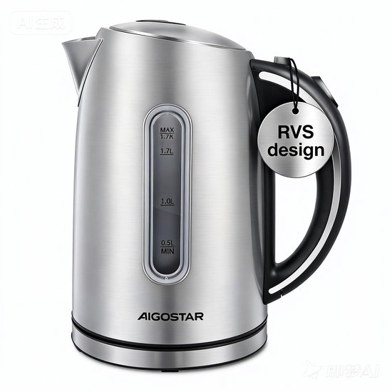 Aigostar King 30CEA - Waterkoker RVS - 1.7L - Zwart
