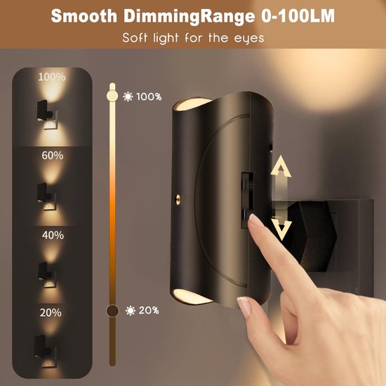 Inductieve nachtlampje - Instelbare helderheid en draaibare plug-in - Sfeerlamp voor gang, woonkamer en slaapkamer - 2 stuks per verpakking van Merkloos — afbeelding 2