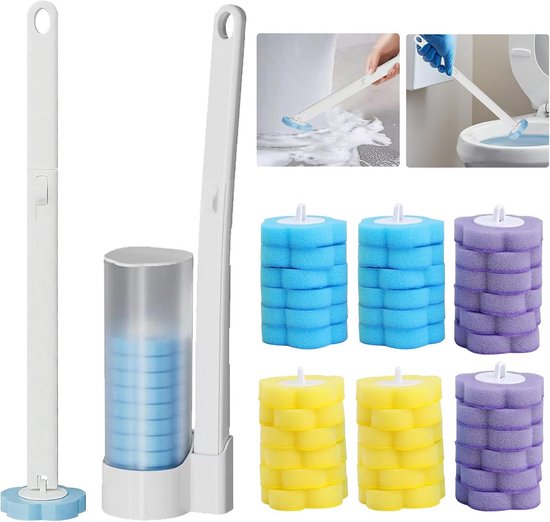 ROWITA Toiletkomborstel Siliconen Toiletborstel En Houderset Toiletpotborstel Voor Badkamerreiniging Platte Siliconen Toiletschrobborstel Met Deksel Reinigingsgebruiksvoorwerpen Kleur Blauwe Muur Gemonteerd