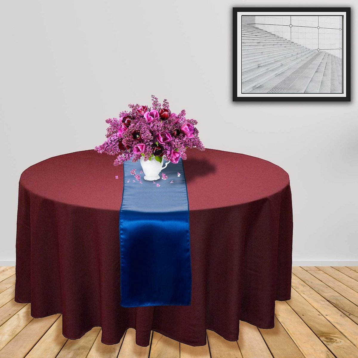 Luxe Blauwe Satijnen Tafelloper voor Feestdecoratie en Bruiloften
