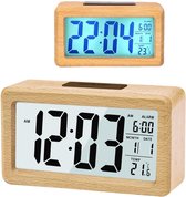 AboveClock Digitale Wekkerradio, Houten Wekker voor het Bed, LCD Achtergrondverlichting, Temperatuurweergave, Sluimerfunctie, 3 AAA Batterijen Aangedreven Klok voor Slaapkamer, Kantoor, Bureau AboveClock Digitale Wekkerradio, Houten Wekker voor het Bed, LCD Achtergrondverlichting, Temperatuurweergave, Sluimerfunctie, 3 AAA Batterijen Aangedreven Klok voor Slaapkamer, Kantoor, Bureau
