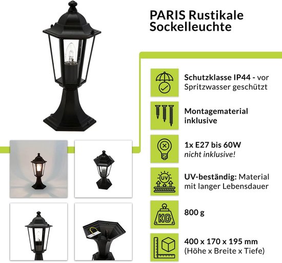 Buitenlamp rond zwart | enkele GU10 lampvoet voor één spot | IP54