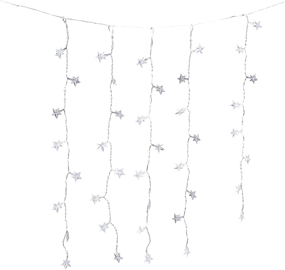 HI Kerstverlichting lichtgordijn - 40 led sterren lampjes - warm wit - 200 cm - lichtsnoer - gordijnverlichting