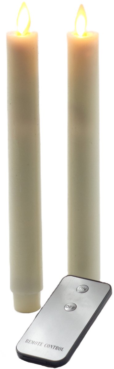 Anna's Collection LED Dinerkaarsen - creme wit - 2x stuks - H23 cm - Kaarsen op batterijen - met afstandsbediening Beige