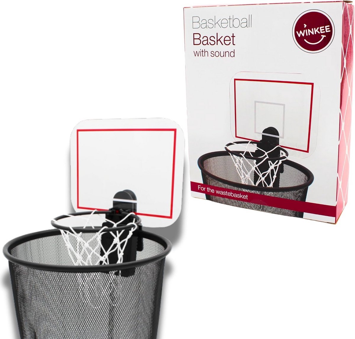 Basketbalmand - Balkon basket - Binnen spelen - Met geluid - 18 x 22 cm - Zwart
