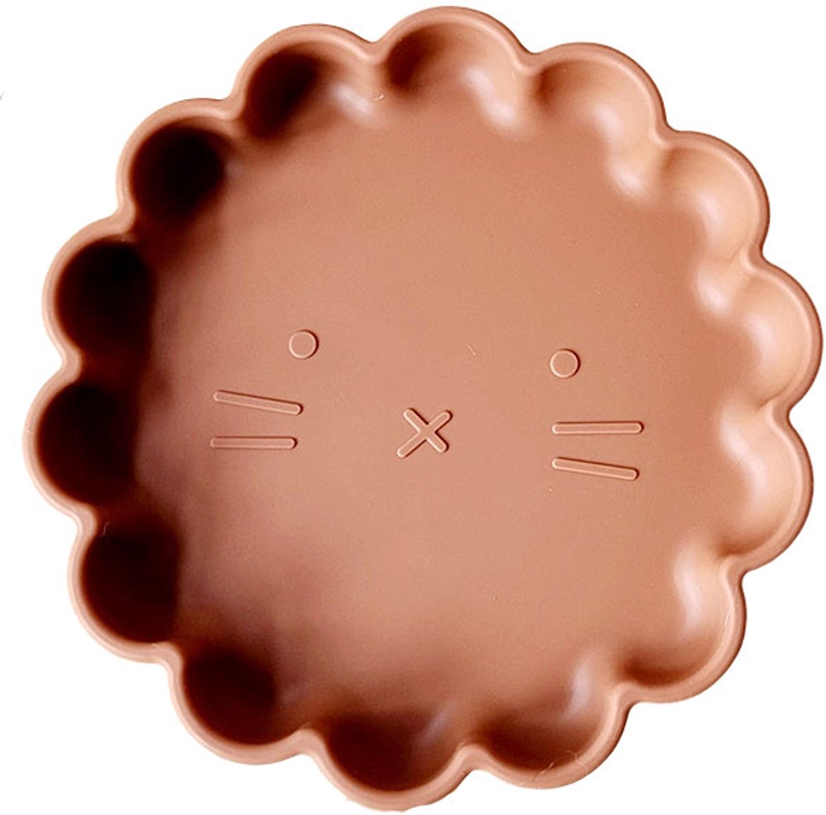 Rammelaartje bord siliconen Leeuw Roest – bruin 17 cm