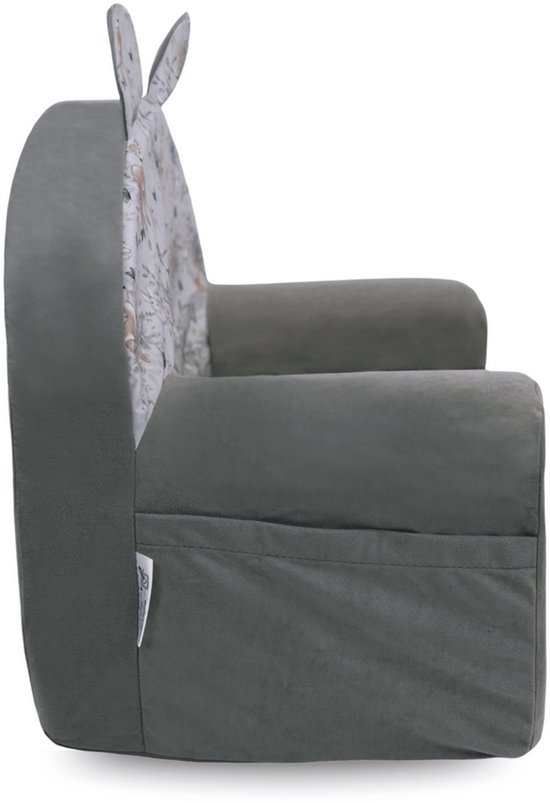 Flumi - Kinderfauteuil van schuim - Kinderstoel grijs met hertenprint - Met oortjes - Gepersonaliseerd met naamgravure van Flumi — afbeelding 2