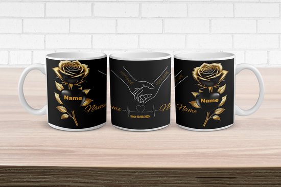 Tasse personnalisée avec nom et texte - Tasse imprimée avec texte - Tasse à thé / Café - Tasse de couple personnalisée