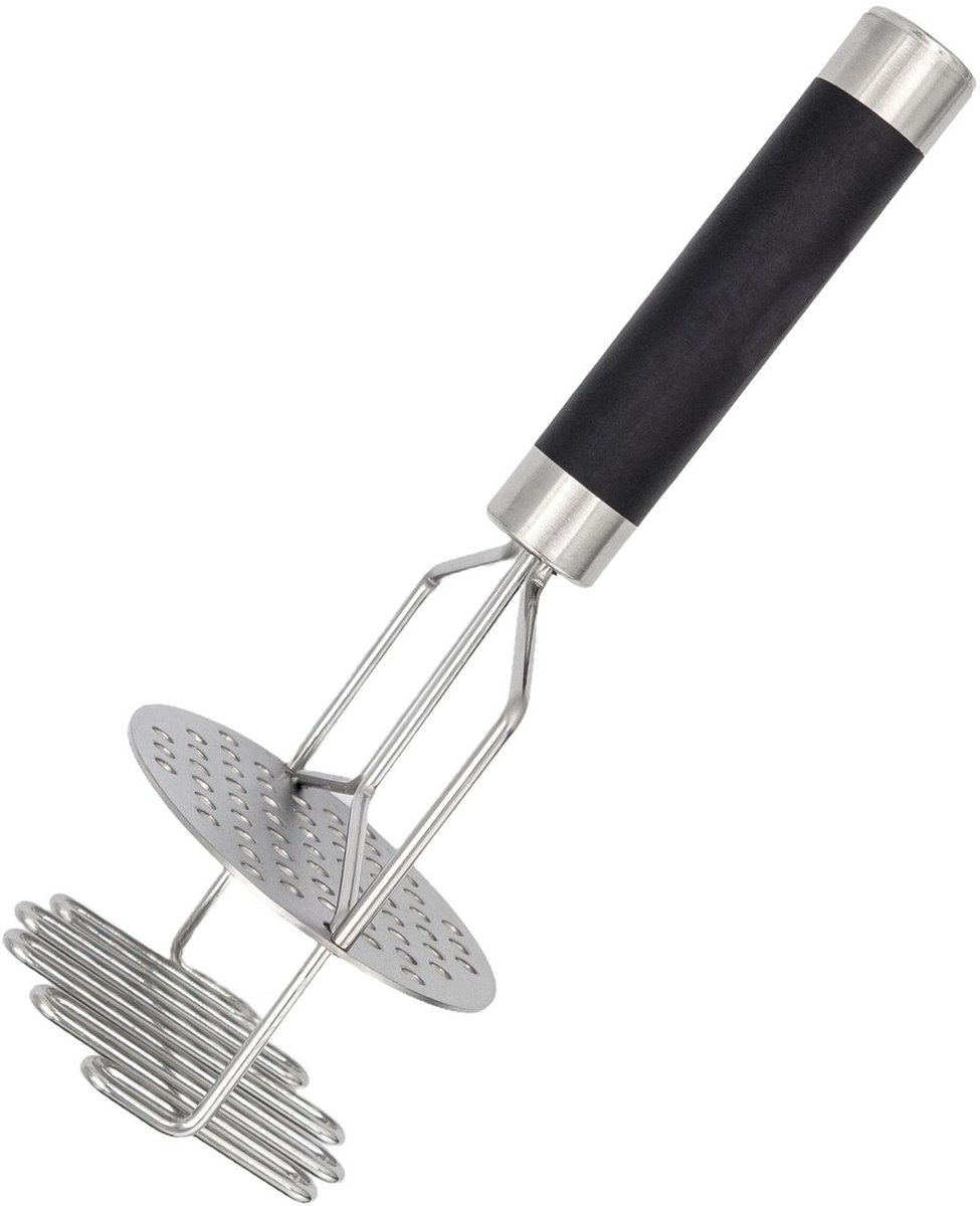 Intirilife Aardappelstamper -24 cm- roestvrij staal - aardappelstamper, handstamper, pers voor het pureren van fijne aardappelpuree, groentepuree of fruitpuree, vaatwasmachinebestendig