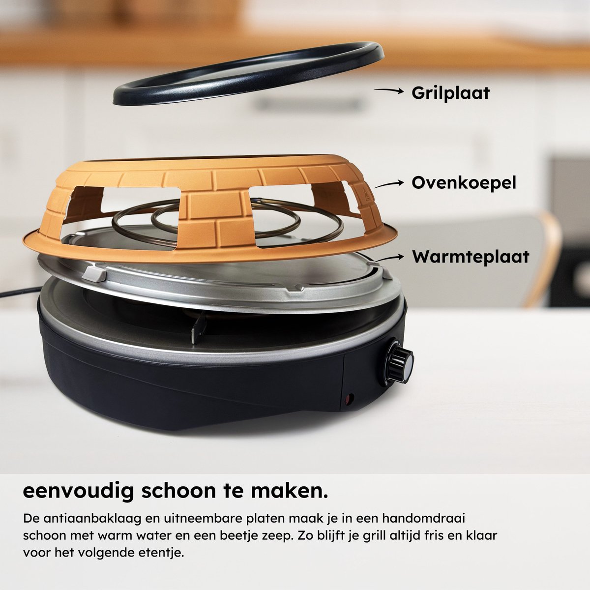 Pizza Oven - Grill en Pizzaoven in Eén - Pizza Gourmet - Pizzaoven - Gourmetstel - Gourmet - Tot 300°C - Extra lange 2 meter Kabel - Grillplaat - Saaf – foto 7