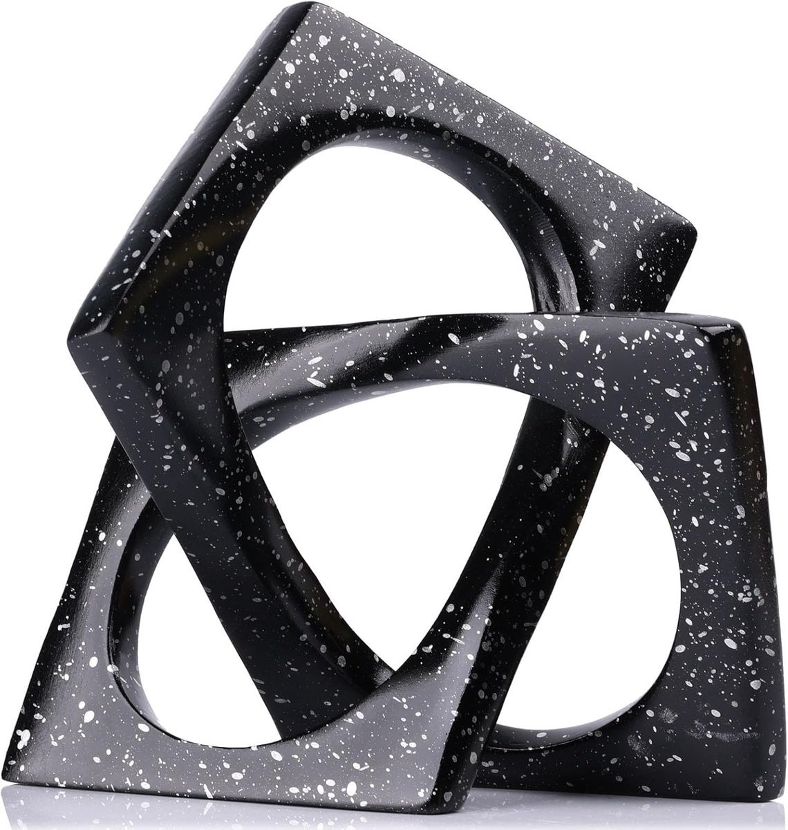 Stunq® Moderne geometrische kubussculptuur Zwarte knoopbeelddecoratie Boekenkast Tafelsculptuur Tafelsculptuur en beeldjes Zwarte woondecoratie Accentkubus Decoratieve ornamenten