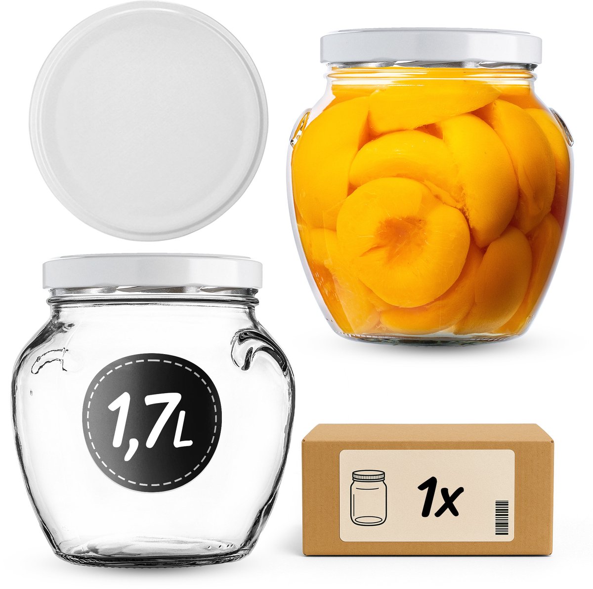 KADAX Amfora 110 mm 1700 ml + witte deksel 1 stuk.
