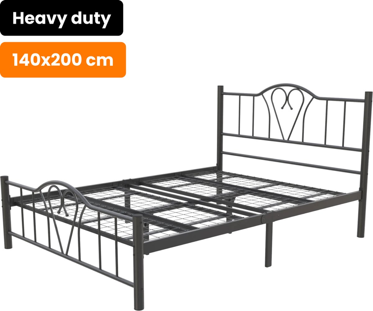 AirSleeperz® heavy duty metalen bedframe Eva Kleur zwart - Afmeting 140x200 cm - Voor 2 personen - Draagkracht 600 kg
