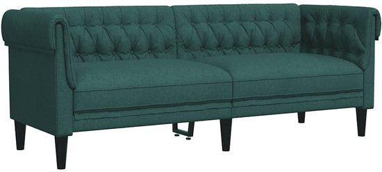 Driezitsbank 3 zitsbank Sofa Chesterfield stijl Stof Donkergroen Bol