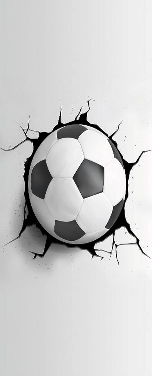 3D Voetbal Muurcirkel Sticker voor Binnendeur - Waterdichte & Zelfklevende Deurposter (77x